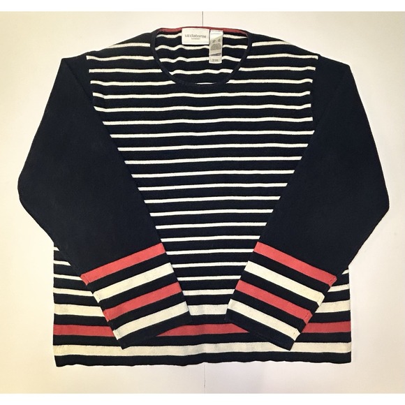 Liz Claiborne Sweaters - Lizsport Striped Sweater Vintage  Liz Claiborne Womens XL Preppy